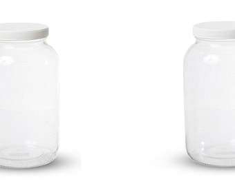 2 Pack - 1 Gallon Glass Jar Wide Mouth with Airtight Foam Lined Plastic Lid - Safe Mason Jar - Storing and Canning - By Kitchentoolz