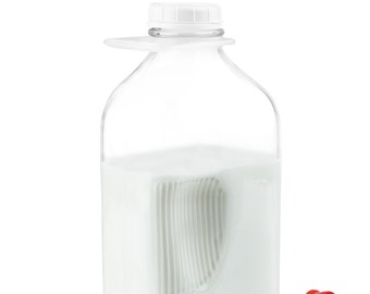 kitchentoolz 64 Oz Glass Milk Bottle with Lids, Half Gallon Milk