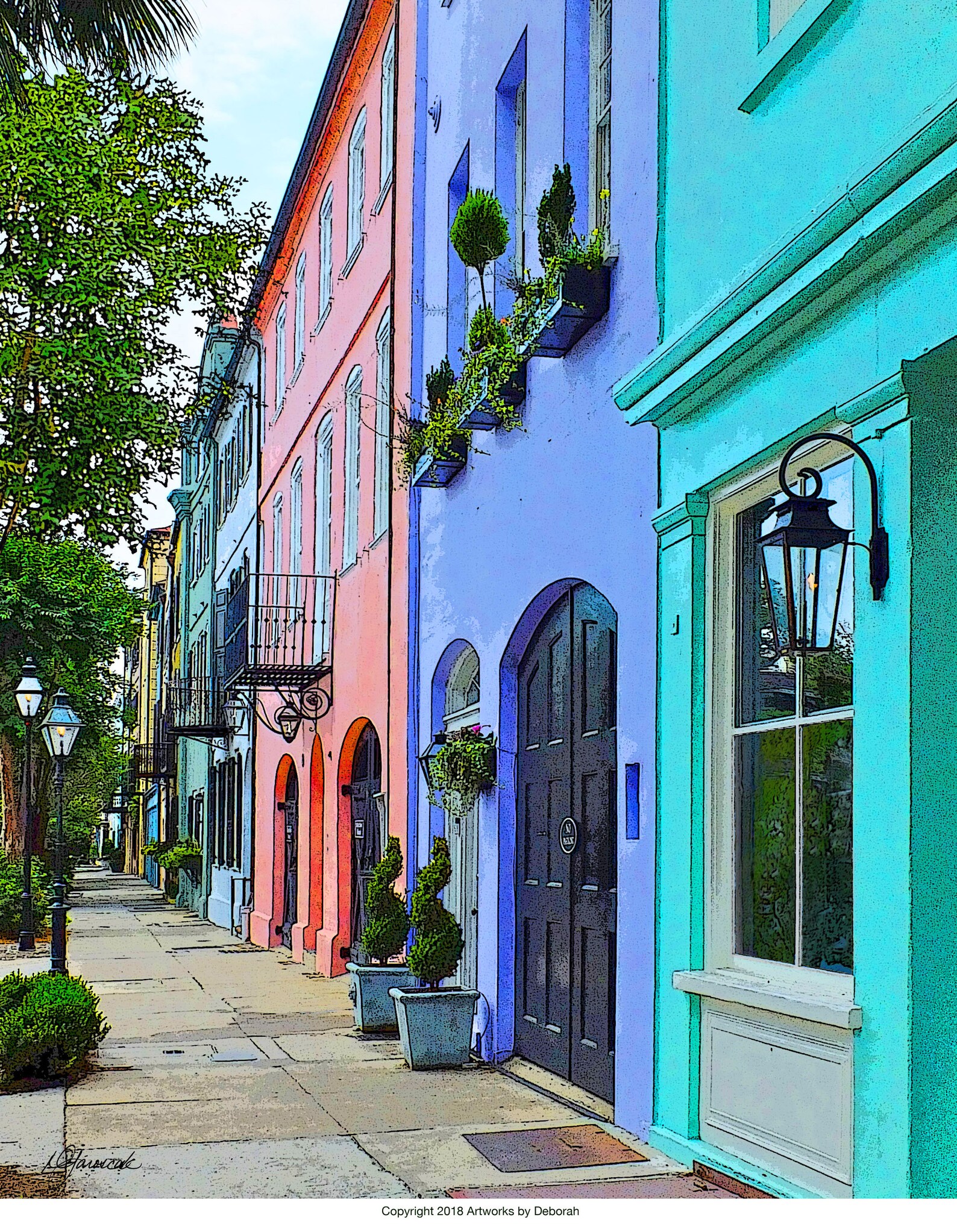 Charleston SC Charleston Art Rainbow Row Print French Etsy