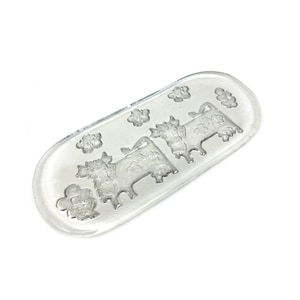 Willy Steinlin & Robert Neiderer Glasi Hergiswil Large Olma Swiss Cow Glass Cheese Plate Butter Platter Switzerland Art Glass 1970s 70s