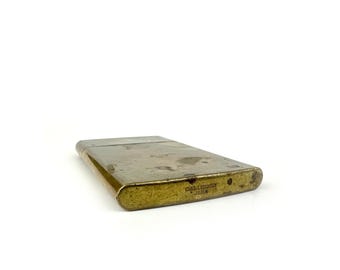 chas t kennedy cigarette case Chas. T. Kennedy No. 9 Brass Lidded Case Slim Cigarette Box Credit Card  Holder Japan WWII 1960s 60s
