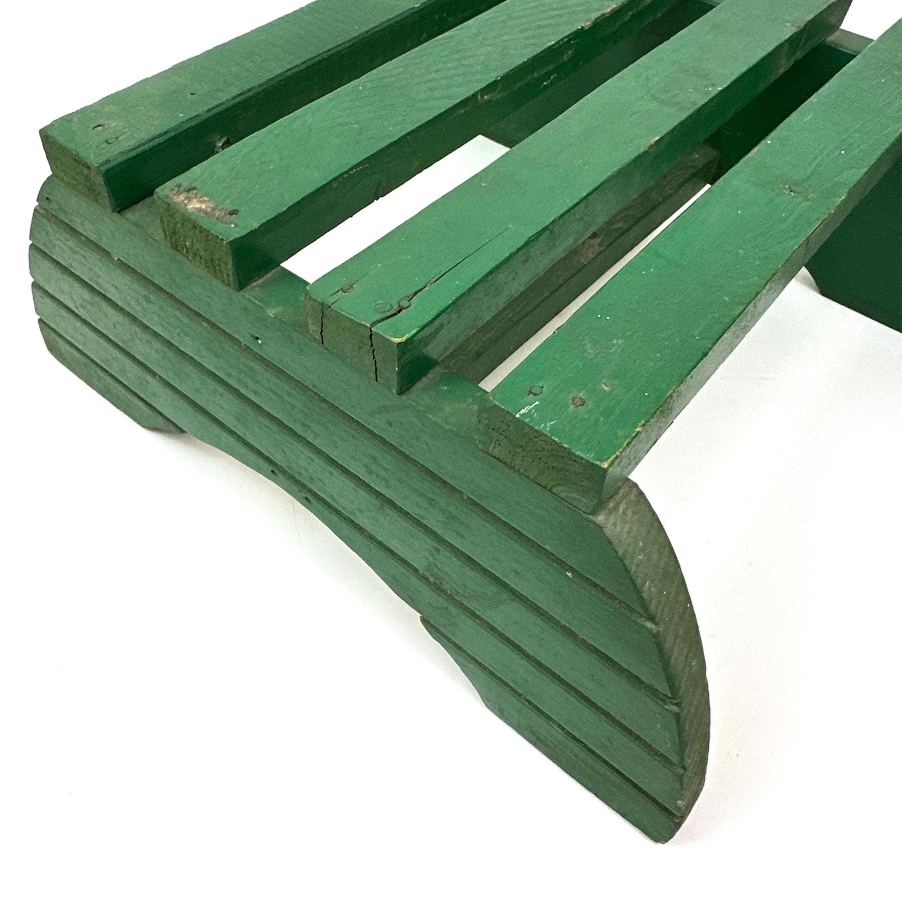Vintage Primitive Folk Art Painted Step Stool Green Distressed Wear ...