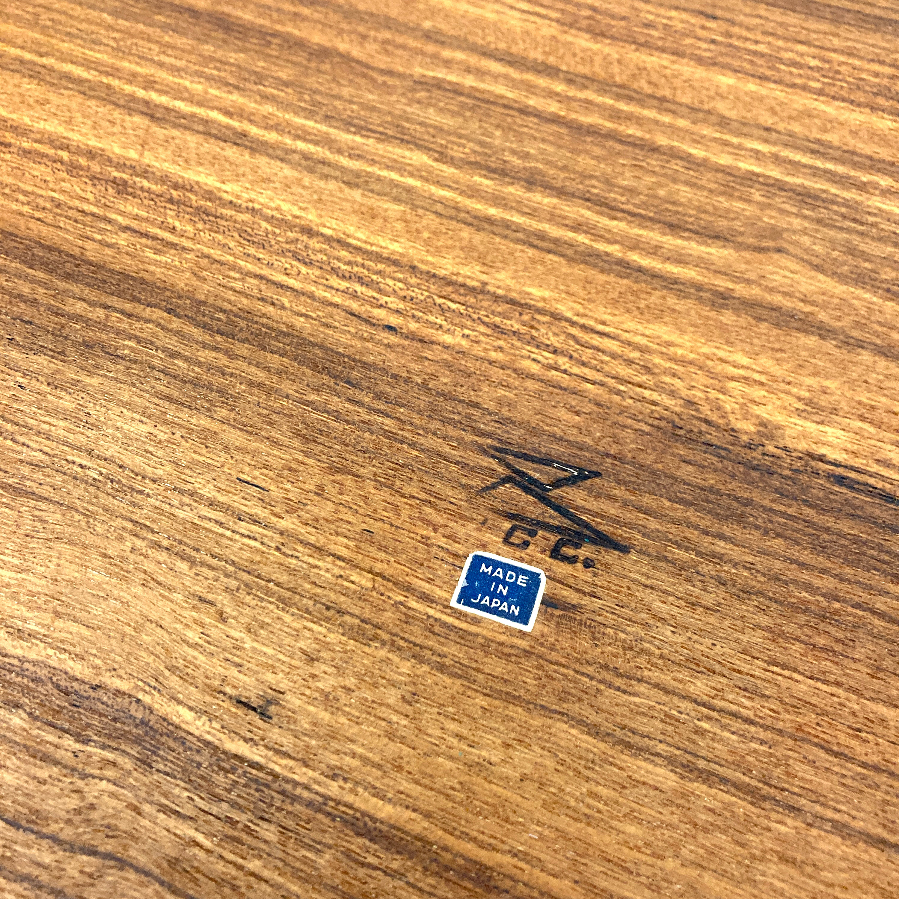 青峰重道 NCC 15インチ ラウンド チーク トレイ 象嵌 国立工芸協会