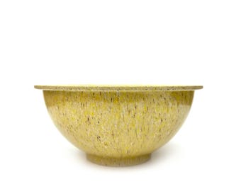 Texas Ware 10" Mixing Bowl B Confetti Spatter Pattern Plastic Snack Bowl Dish Yellow Brown 1960s 60s