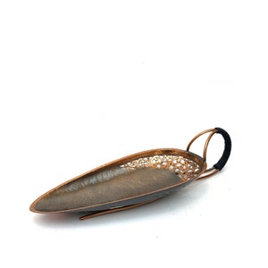 A. N. Oppenheim Hammered Metal Crafted Copper Fruit Tray w/ Handle Israel Judaica Jewish Mid Century Modern MCM Patina 1960s 60s