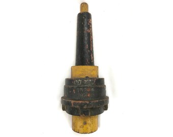 Vintage W.S. & Co. SELLERS 12" x 4" x 2" Wooden Foundry Pattern Mold Pipe Industrial Steampunk Wall Hanging Decor Black Yellow