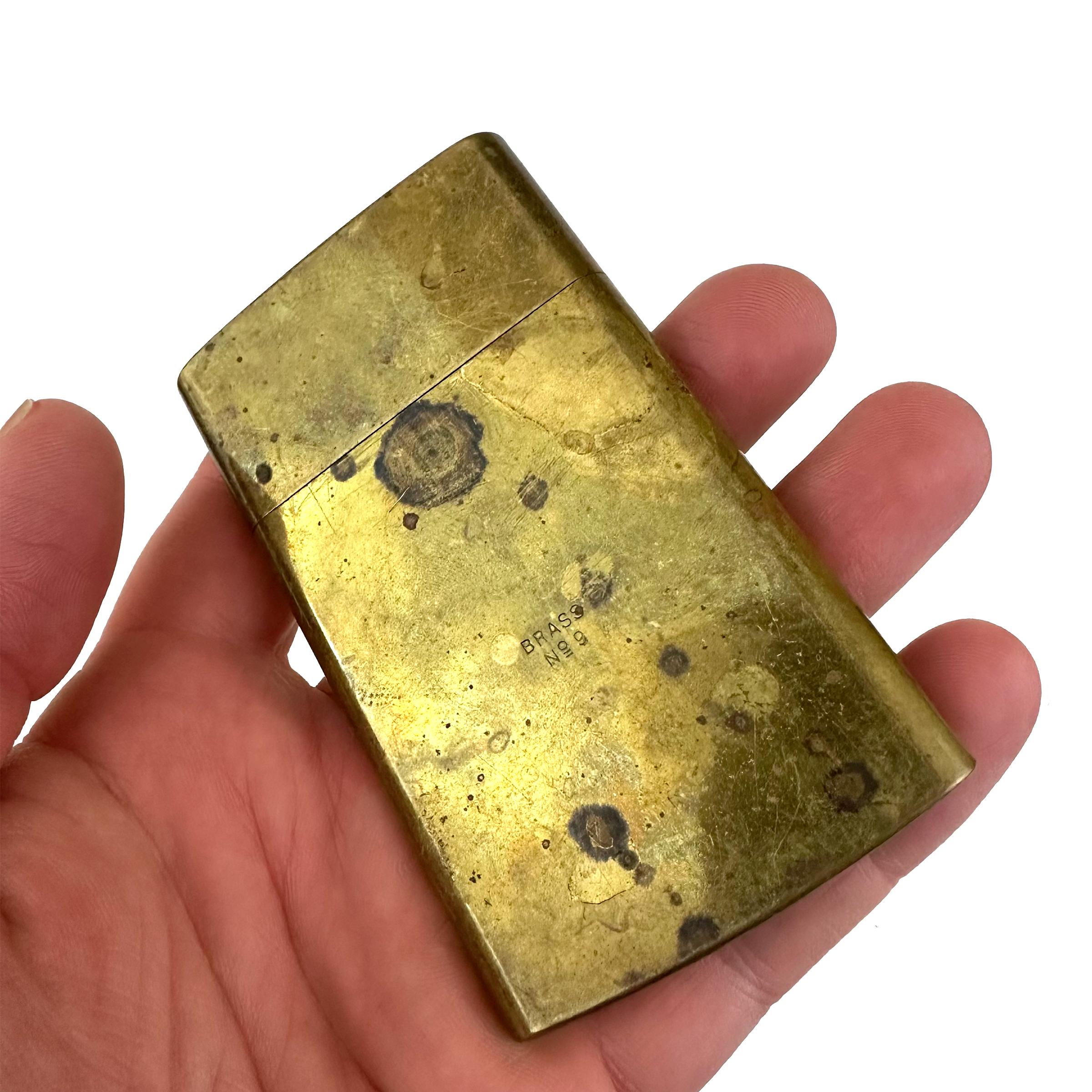 Chas. T. Kennedy No. 9 Brass Lidded Case Slim Cigarette Box Credit Card  Holder Japan WWII 1960s 60s