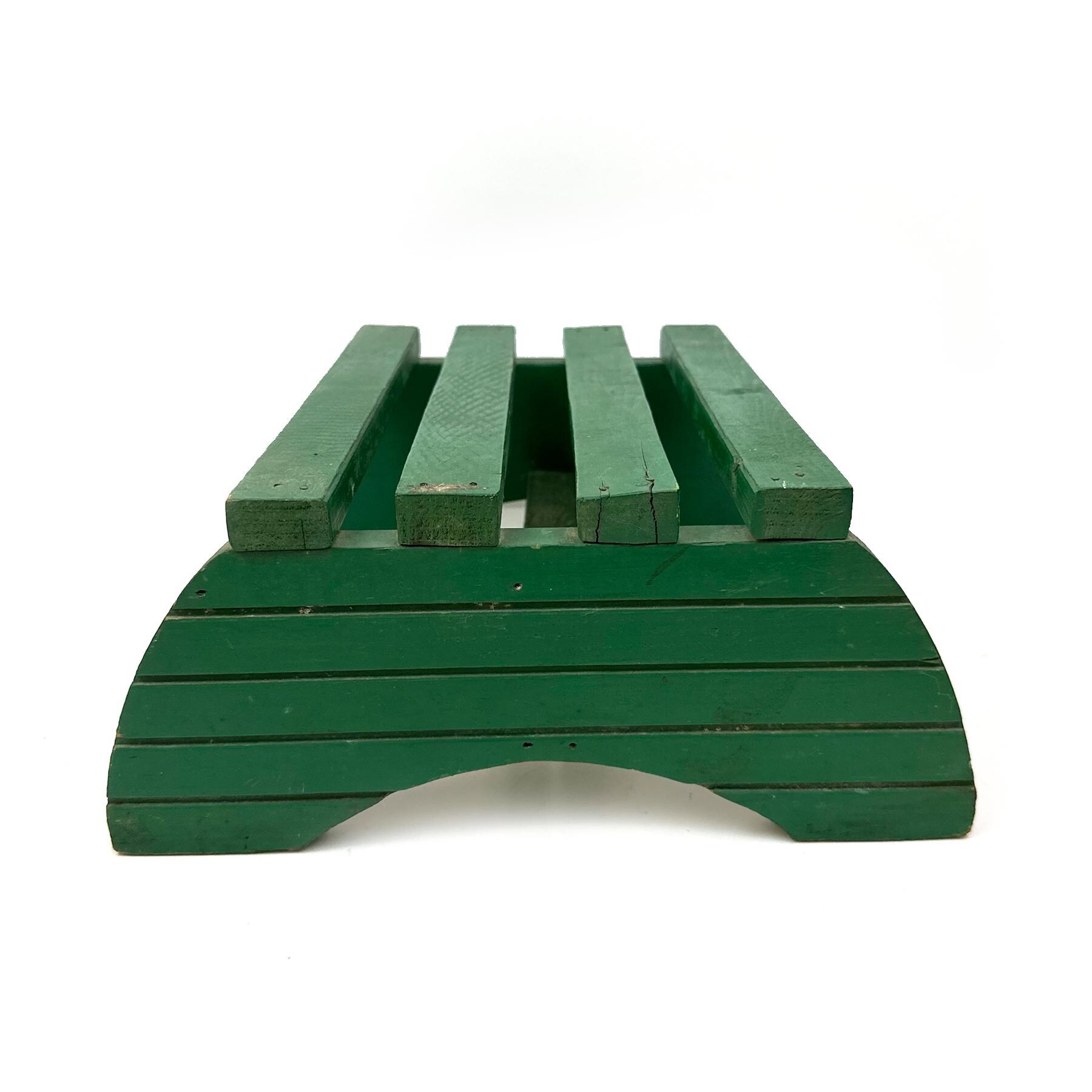 Vintage Primitive Folk Art Painted Step Stool Green Distressed Wear ...