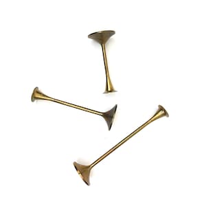 Trio of Brass Tulip Shaped Candlestick Holders Mid Century Modern MCM Graduated Trumpets Danish Swedish Scandinavian
