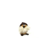 Wood Rope Bearded Figure 2-1 2 quot Toy Mid Century Modern MCM Handmade Folk Art Hat Pipe Souvenir Japan Danish Style 1960s 60s