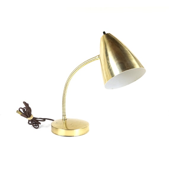 Gold Tone Gooseneck Desk Lamp Bullet Shade Mid Century Modern Gold Tone Gooseneck Desk Lamp Bullet, Gold Tone Desk Lamp