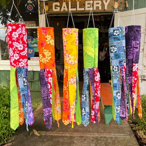 Aloha Windsock - 100% Handmade in Hawaii - Choose from one of our six Hawaiian Aloha print Colors / Patterns. Big Wind Kite Factory