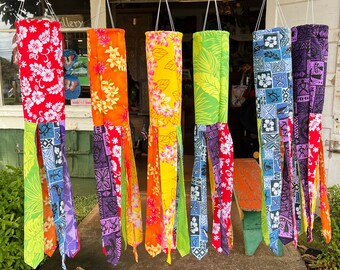 Aloha Windsock - 100% Handmade in Hawaii - Choose from one of our six Hawaiian Aloha print Colors / Patterns. Big Wind Kite Factory