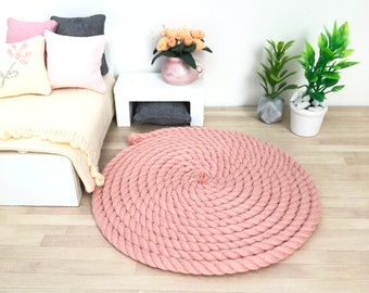 Dusty Pink woven cord rug