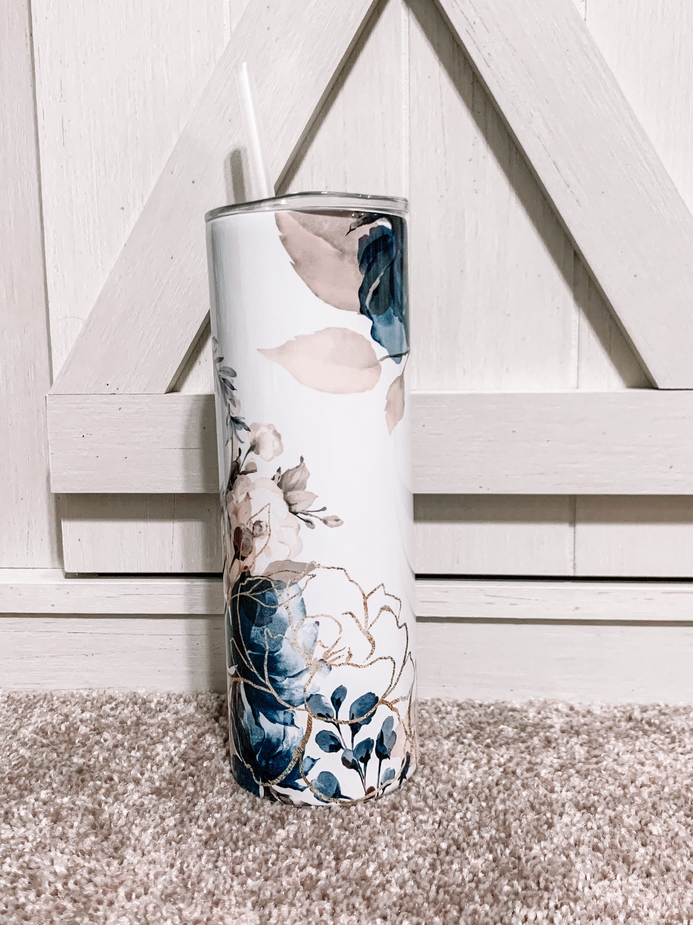 Mama Floral 20 oz insulated tumbler with lid and straw