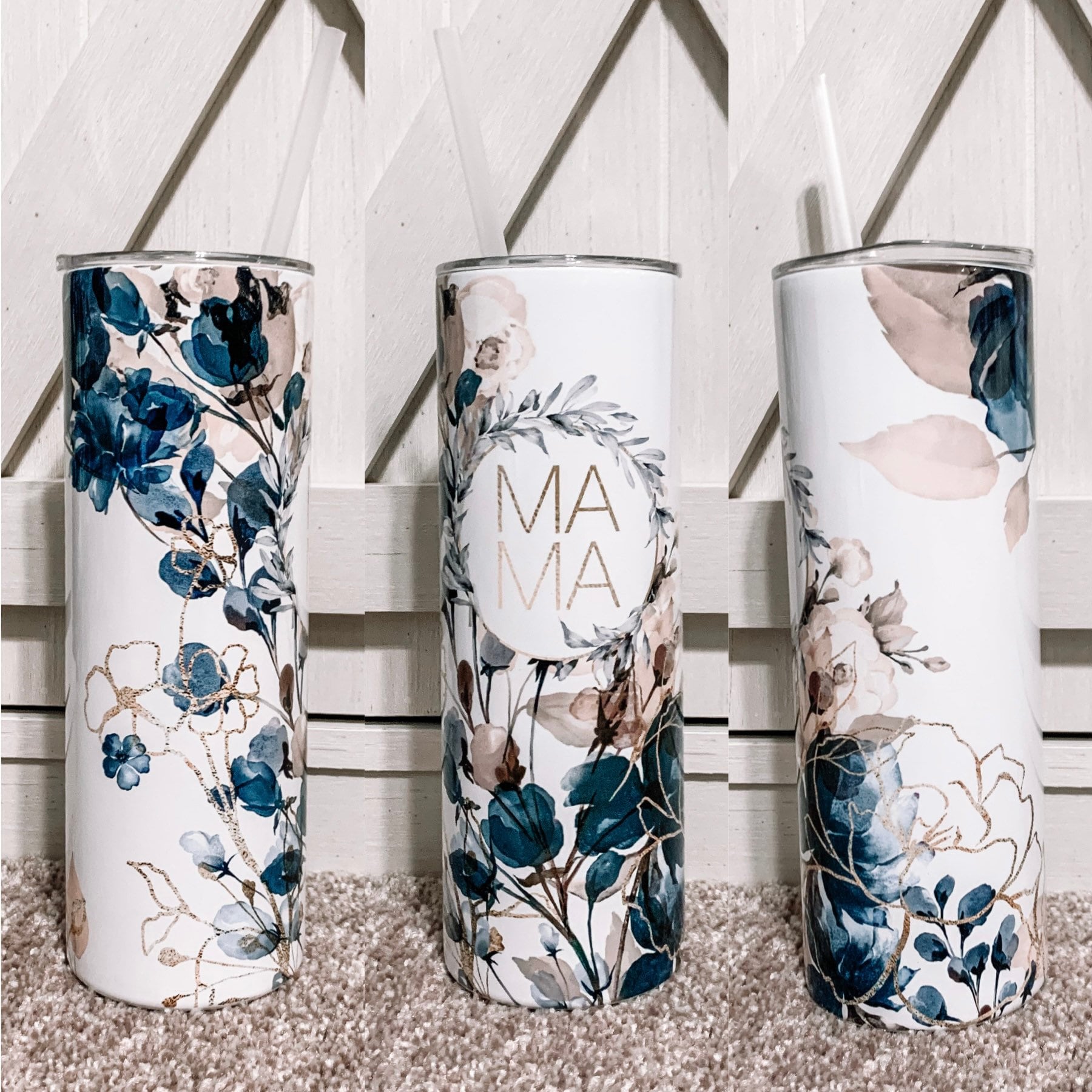 Skinny Tumbler with Straw - Mama