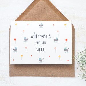 Klappkarte zur Geburt | "Willkommen",Welt,Mädchen,Junge,Geburt,Baby,Glückwunsch,Taufe,Handlettering,Karte,handgemalt,Gruß,Druck,Geschenk