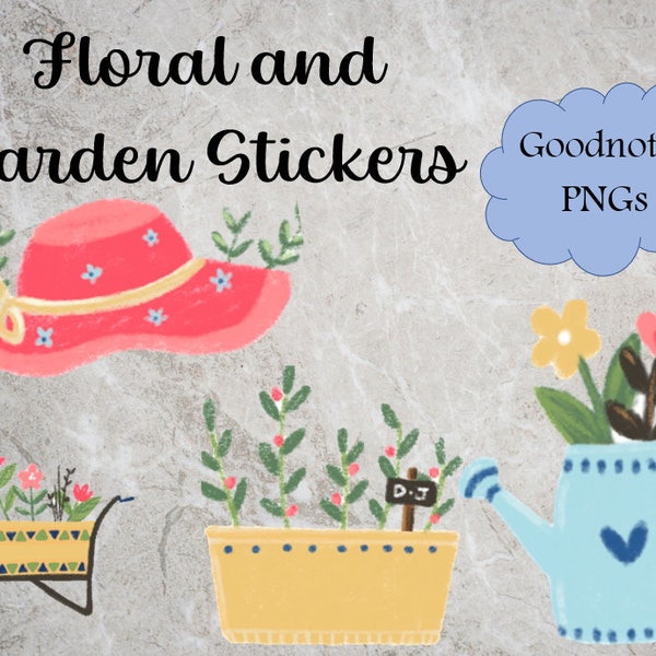 Flower/Garden Digital Stickers | Goodnotes - PNGs | Digital Planner | INSTANT Download |