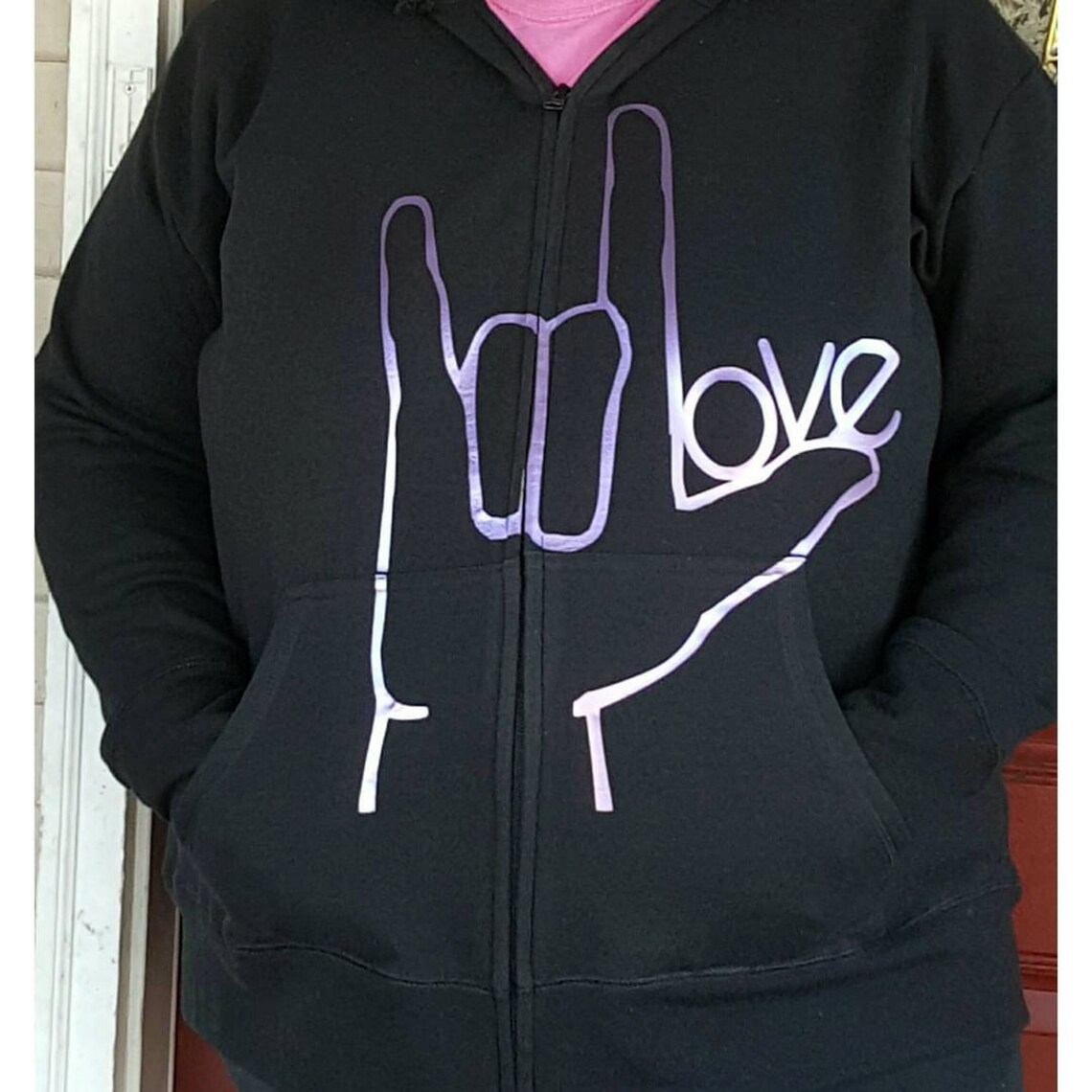 Zippered Jacket ASL LOVE Sign Deaf Clothing Sign Language ASL Awareness