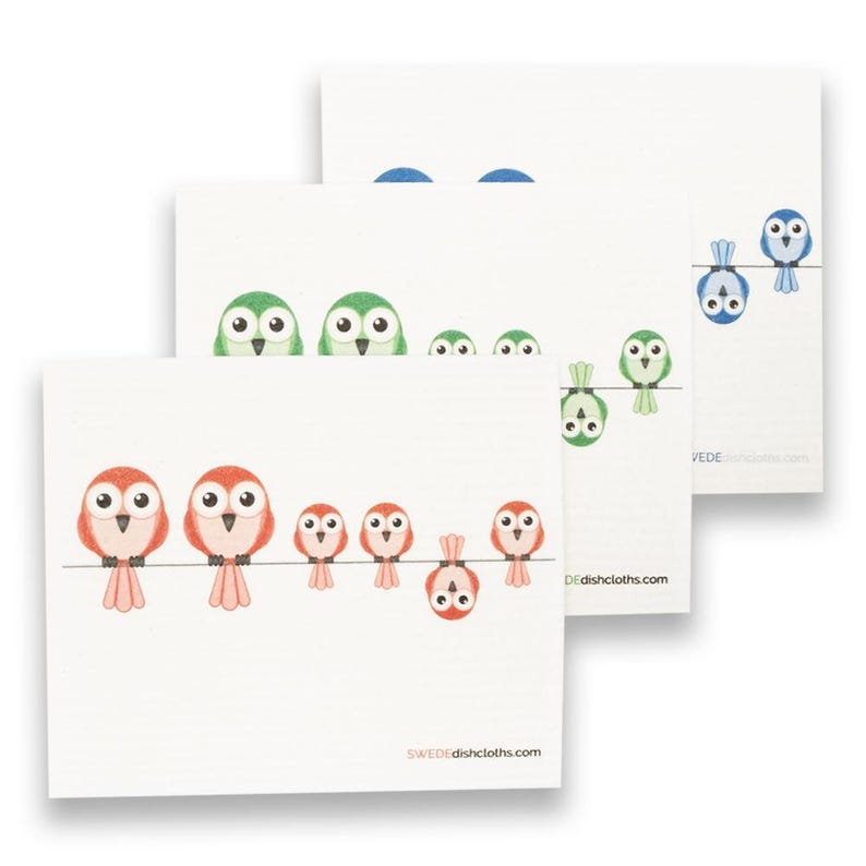 Birds on Wire Swedish Dishcloths