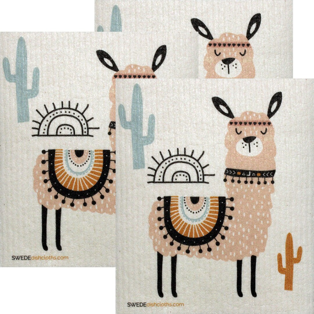 Mixed Llamas Set of 4 Swedish Dishcloths (One of each design)