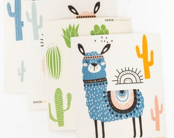 Llama Swedish Dishcloth Set: Eco-Friendly Cleaning Sponge, Paper Towel Replacement