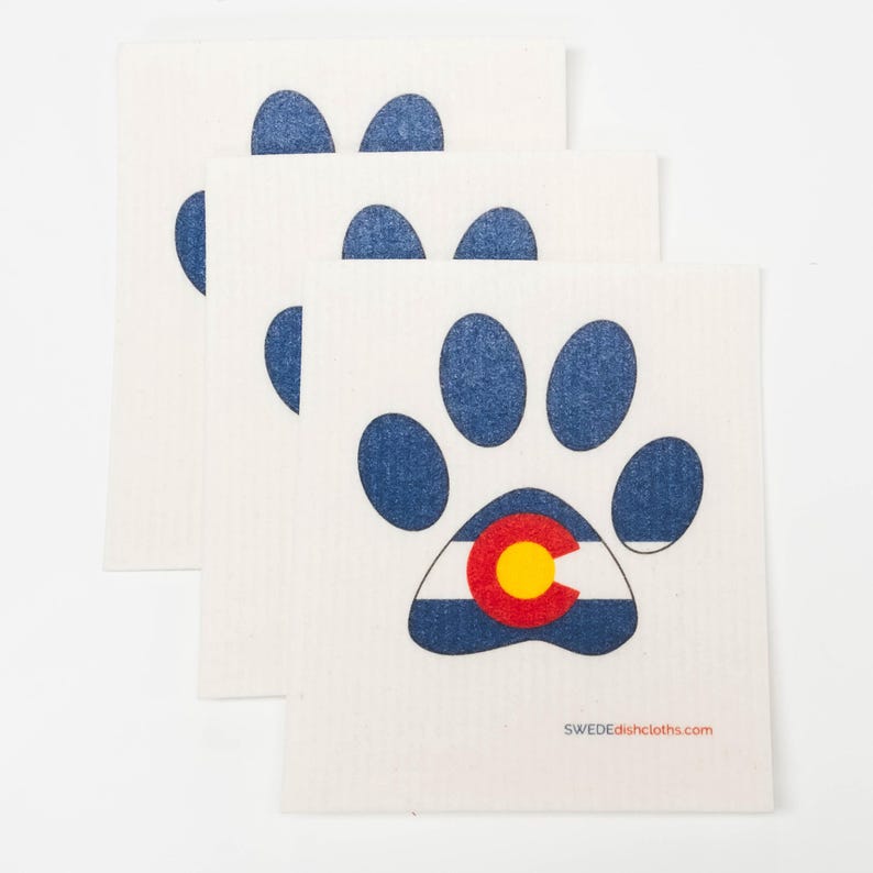 Swedish Dishcloth One Swedish Dishcloth with Colorado Dog Paw