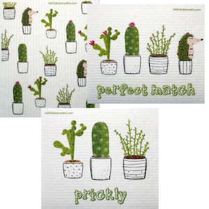 Mixed Cactus Set of 3 Cloths Swedish Dishcloths (one of Each Design) | ECO Friendly Sponge Cloth | Paper Towel Replacement