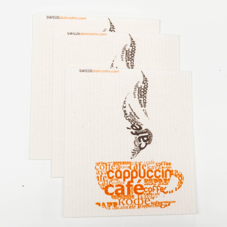 Swedish Dishcloth Set: Coffee Cloud Design