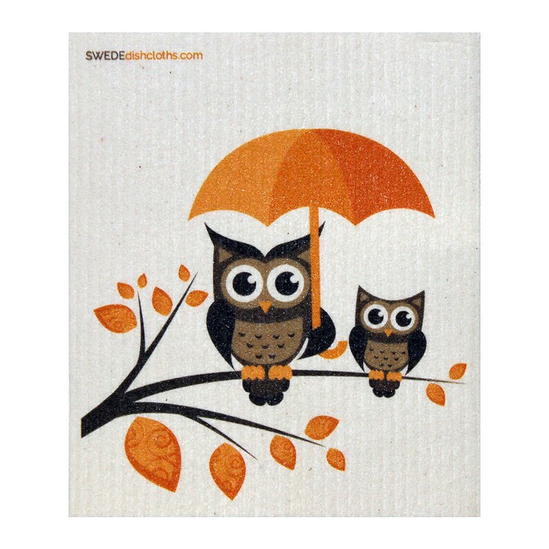 Owls in Branches Set of 3 Swedish Dishcloths - Thumbnail 4