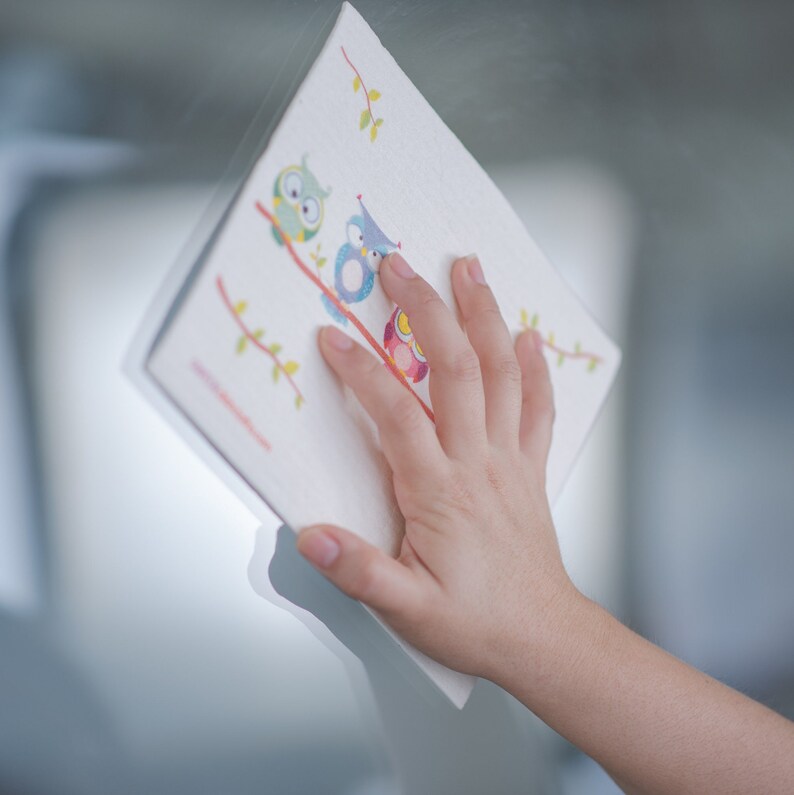 Owls in Branches Set of 3 Swedish Dishcloths - Thumbnail 2