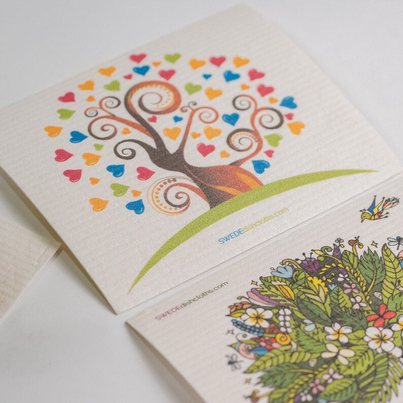 Heart Tree Set of 3 Swedish Dishcloths - Thumbnail 3