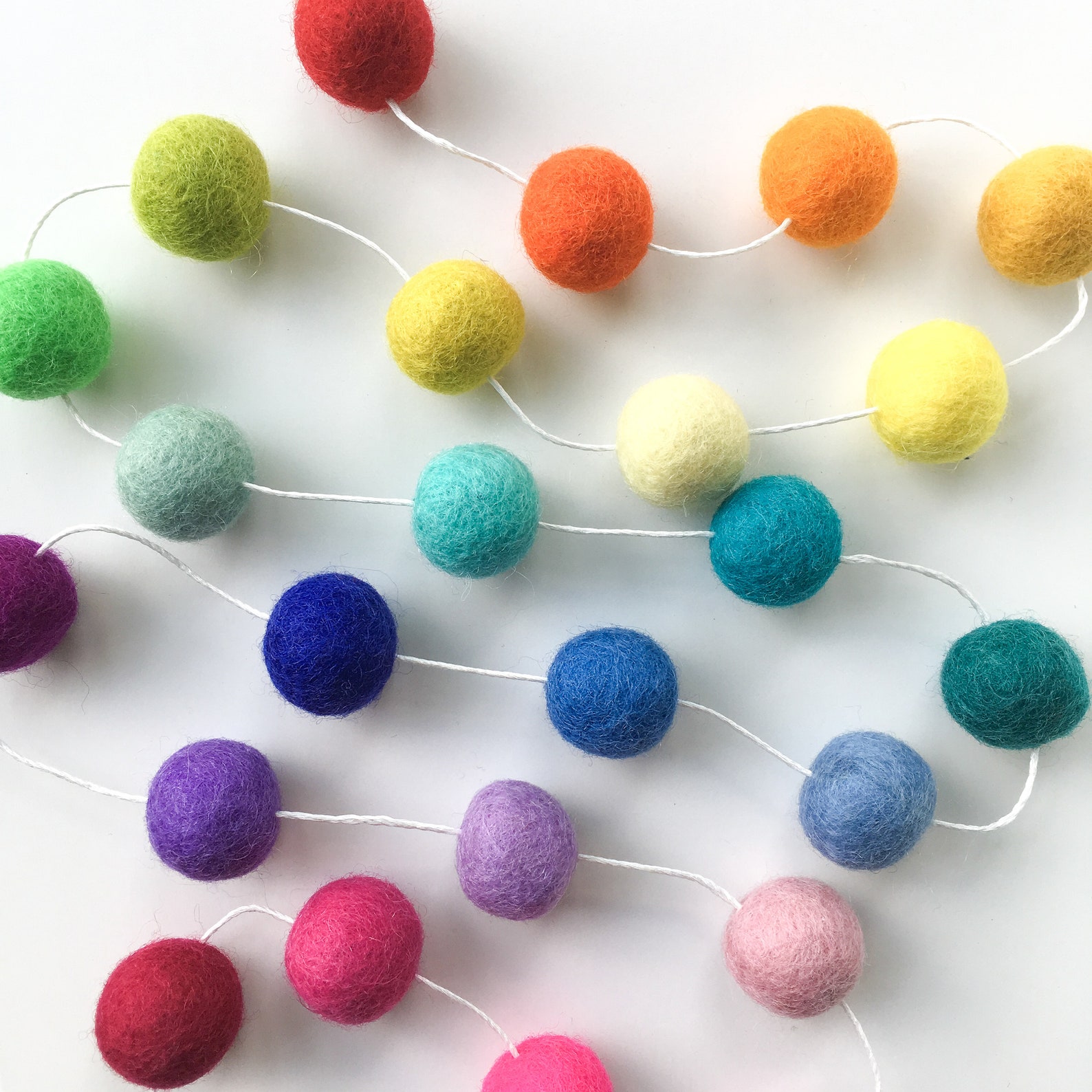 Felt Ball Pom Pom Garland Ombre Rainbow Etsy