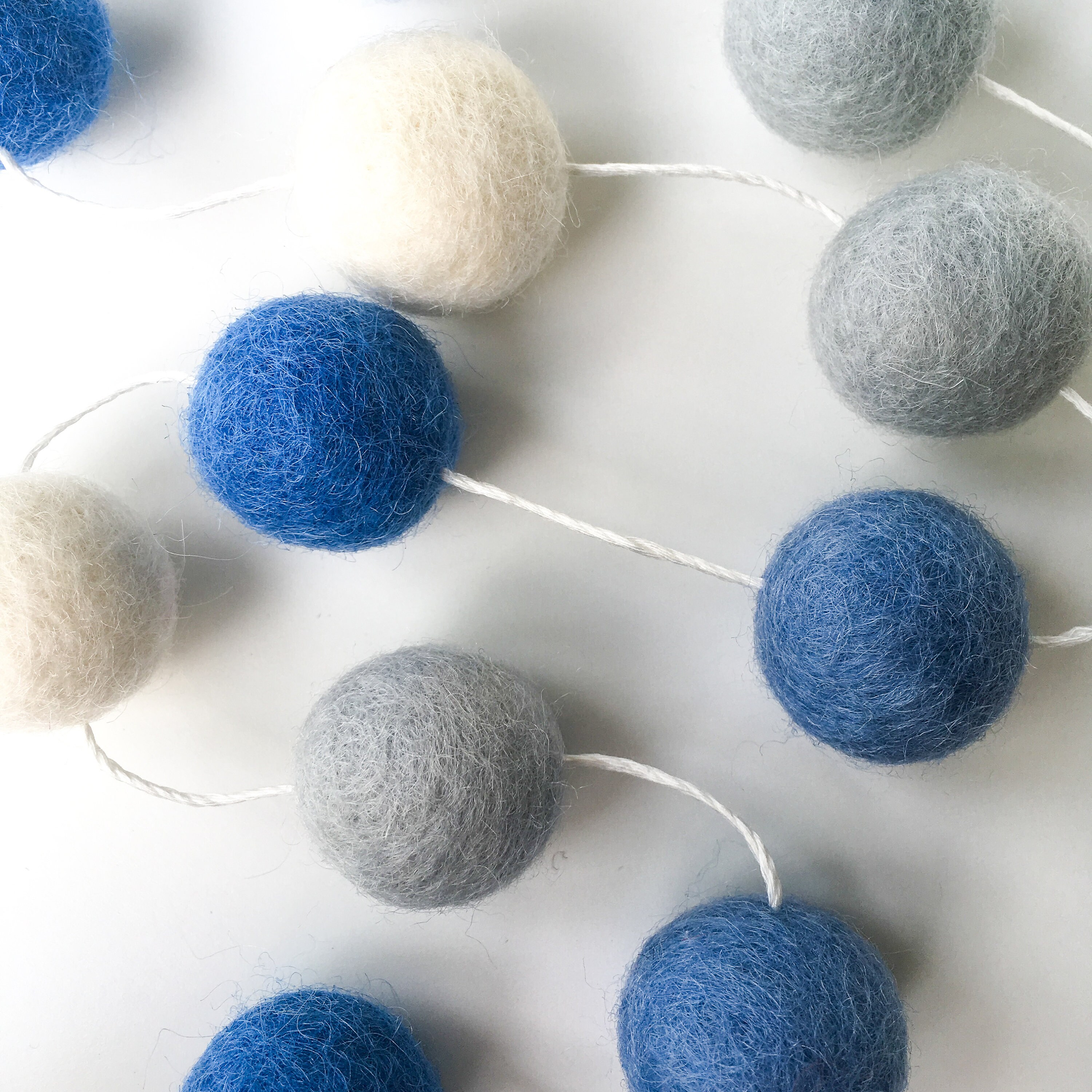 Felt Ball Pom Pom Garland Sea Mist Etsy