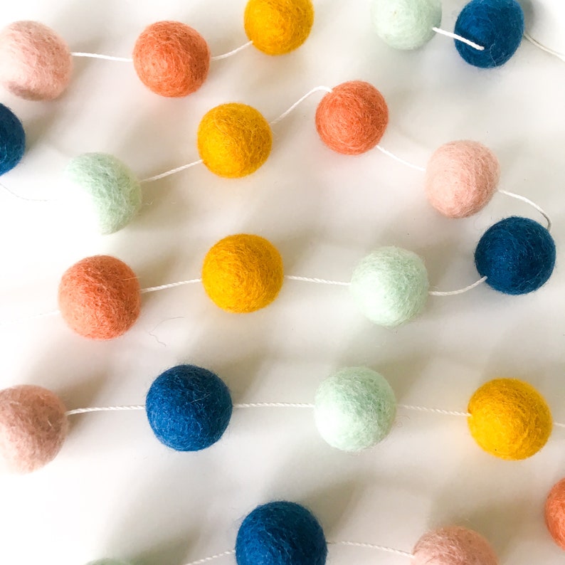 Felt Ball Pom Pom Garland Boho Rainbow Etsy