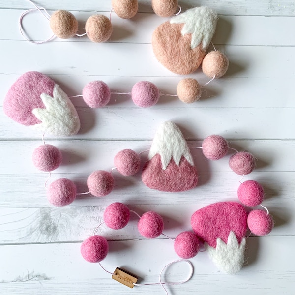 Ombre Pink Rocky Mountain Garland - Rustic Mountain Nursery Decor - Kids Room Decoration - Newborn or Cake Smash Photo Prop - Party Decor