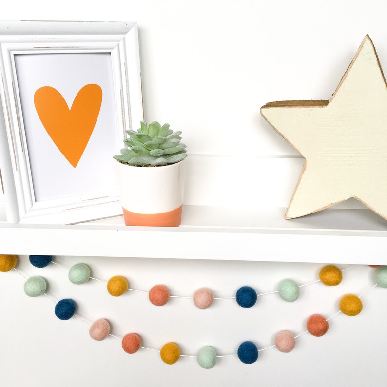 Felt Ball Pom Pom Garland Boho Rainbow Etsy