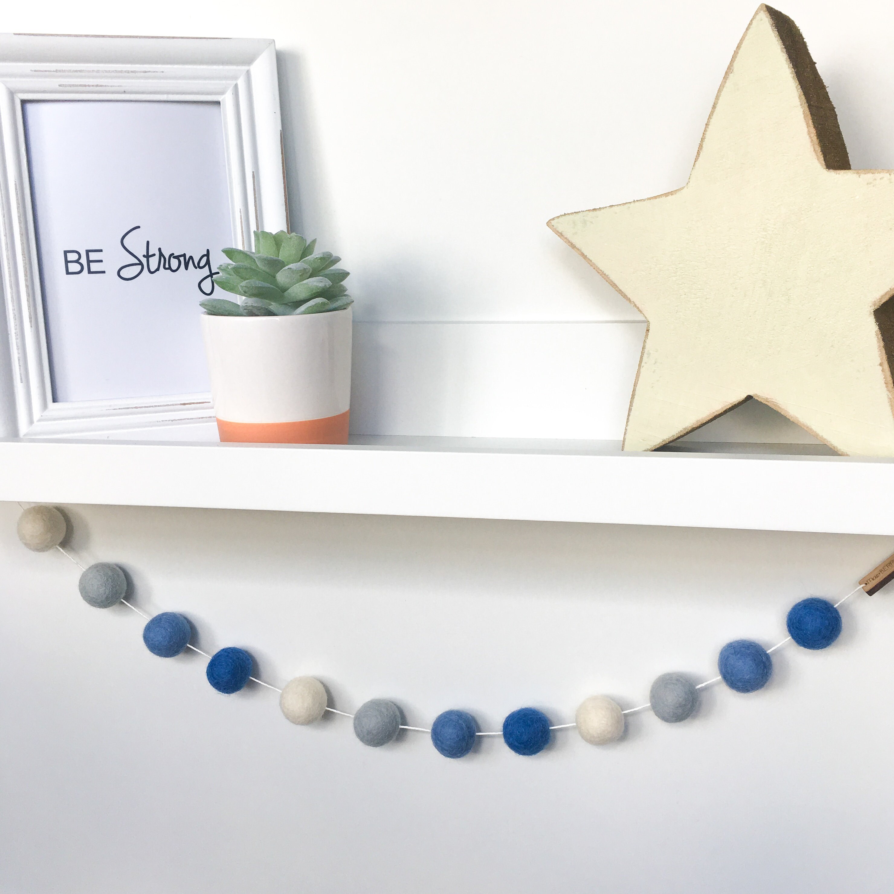 Felt Ball Pom Pom Garland Sea Mist Etsy