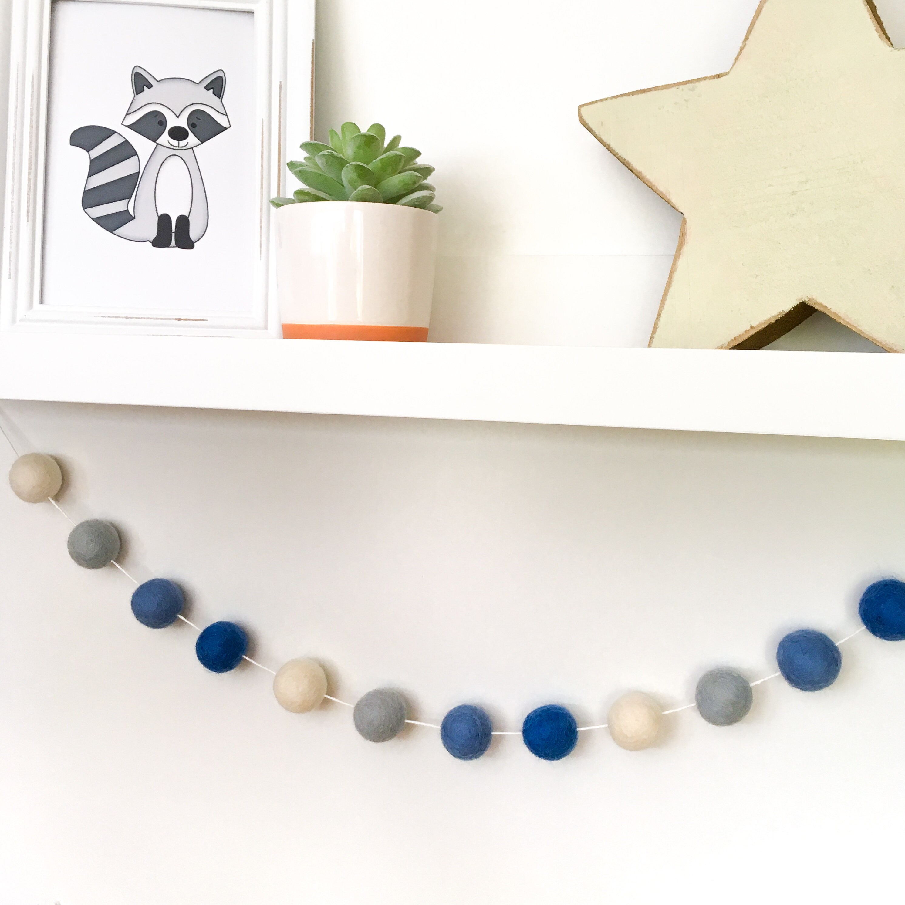 Felt Ball Pom Pom Garland Sea Mist Etsy