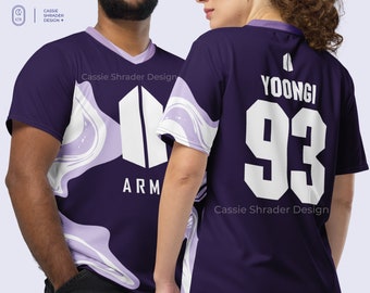 ARMY Inspired Jersey Short Sleeve Swirl Design | Unisex Sizes 2XS-6XL | Kpop Fan Gift | ARMY Gift
