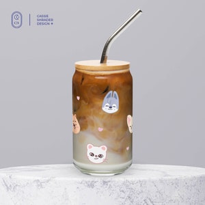 Skzoo Can Glass with UV printed design | 16 oz (473 ml) | Stray Kids | Kpop Fan Gift | Stay Gift
