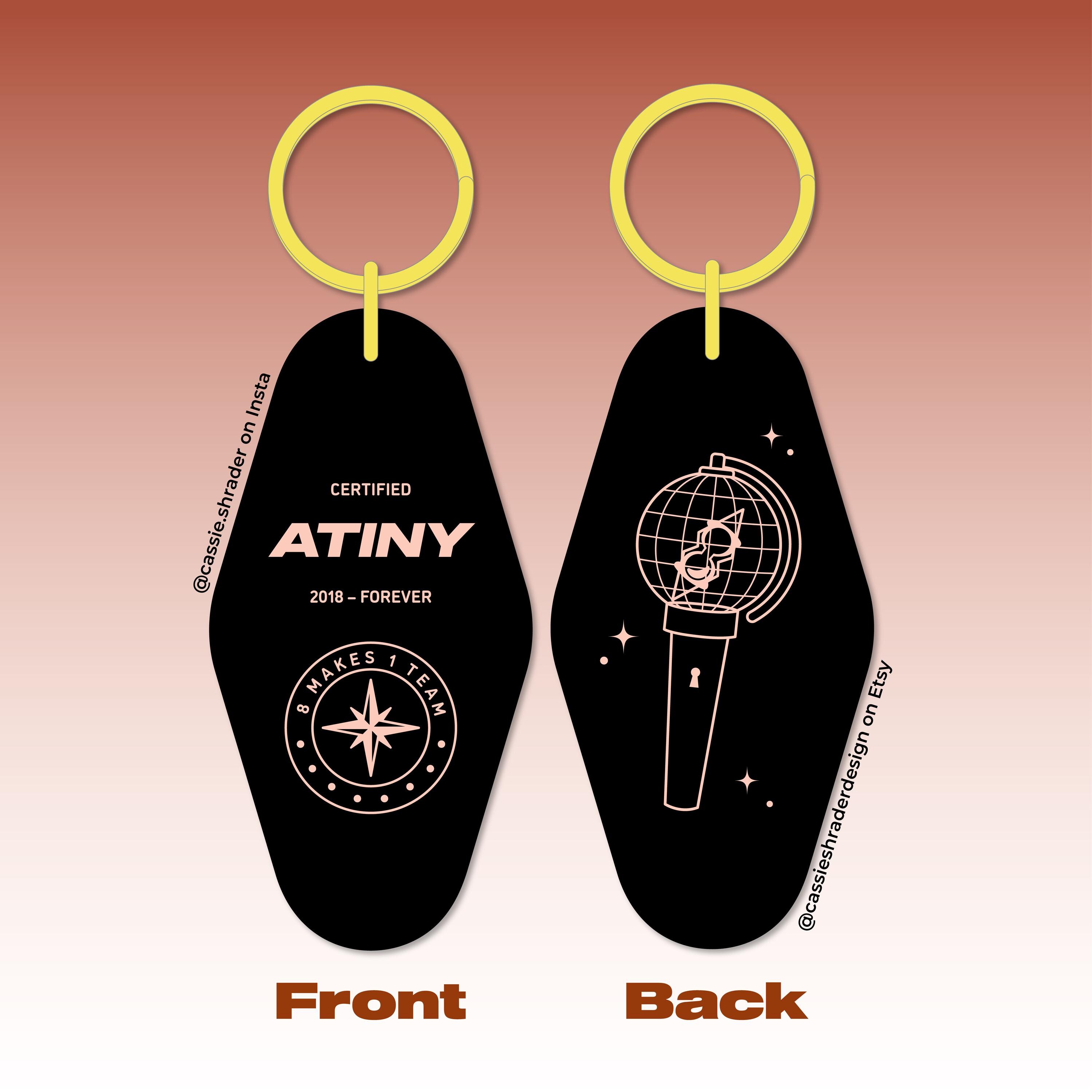 Ateez Certified Atiny Motel Style Keychain With Double-sided Rose Gold ...