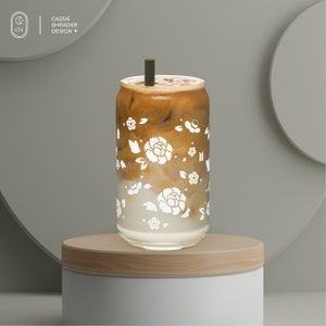 Suga | Agust D Lotus Flower Can Glass with UV Printed Design | 16 oz (473 ml) | BTS ARMY Gift | Kpop Fan Gift