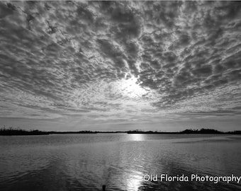 Black and White, Photography, Sunset, Florida, Digital Download