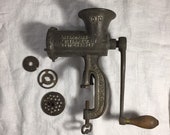 Antique Cast Iron Meat Grinder - Enterprise Tinned Meat Chopper - Number 10 - Heavy Cast Iron Grinder