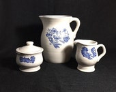 Vintage Pfaltzgraff Yorktowne Tall Pitcher, Sugar Bowl, and Creamer - 1980s Pfaltzgraff Pitcher and Tea Set