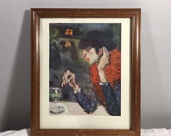 THE ABSINTHE WORMWOOD DRINKER 1800’S MAN TOP HAT PAINTING ART REAL CANVAS PRINT