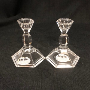 Vintage Leaded Crystal Candlestick Holders - Crystal Glass Decor - Single Candlestick Holders