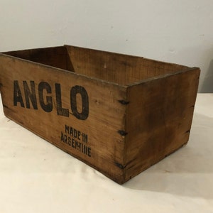 Antique Anglo Wooden Advertising Crate - Anglo Corned Beef - Made in Argentina - Wooden Shipping Crate