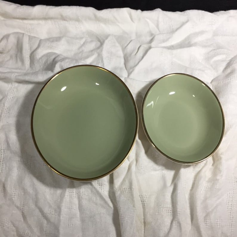 Vintage TST Chateau Buffet Serving Bowls Sage Green and Gold Etsy